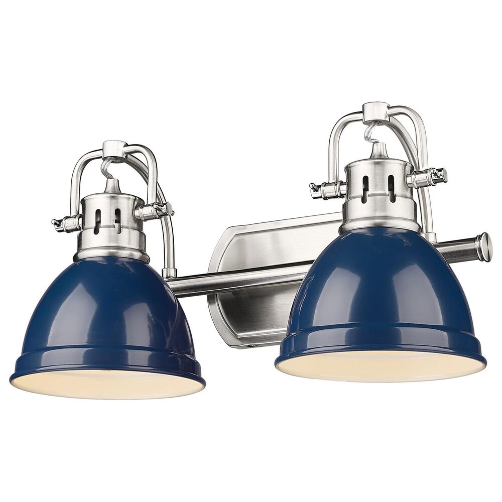 Golden Lighting Duncan 2-Light Bath Vanity with Navy Shades in Pewter, , large