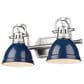 Golden Lighting Duncan 2-Light Bath Vanity with Navy Shades in Pewter, , large
