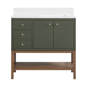 37B Isadore 36" Single Bathroom Vanity Cabinet in Deep Olive Green and White Composite Stone Top and Backsplash, , large