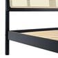 Walker Edison Neru King Platform Bed with Curved Rattan Headboard in Black, , large