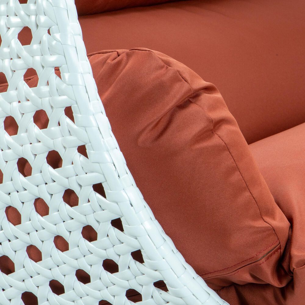 Leisuremod 2-Seat Hanging Egg Swing Chair with Dark Orange Cushion in White, , large