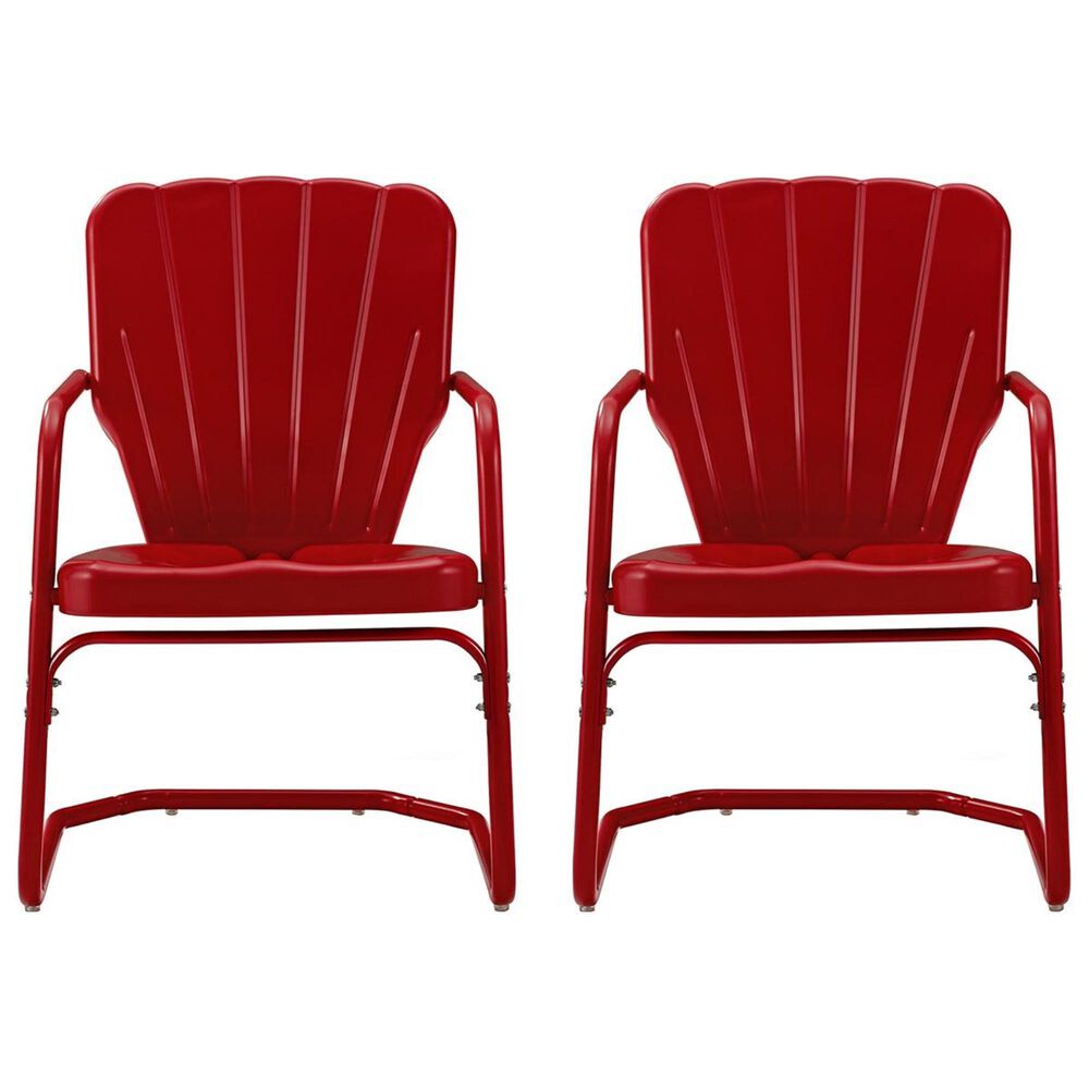 Crosley Furniture Ridgeland Metal Chair in Red &#40;Set of 2&#41;, , large