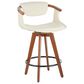 Lumisource Oracle Swivel Counter Stool with Cream Cushion in Walnut and Black, , large