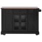 HOMLUX 53" Farmhouse Kitchen Island with Two Tempered Glass Cabinet Doors in Black, , large