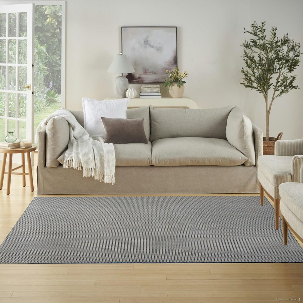 Nourison Courtyard Ivory and Blue 5&#39; x 7&#39; Indoor/Outdoor Area Rug, , large