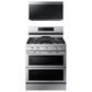 Samsung 2-Piece Kitchen Package with 6 Cu. Ft. Freestanding Gas Range and 2.1 Cu. Ft. Bespoke Fingerprint Resistant Over-the-Range Microwave in Stainless Steel, , large