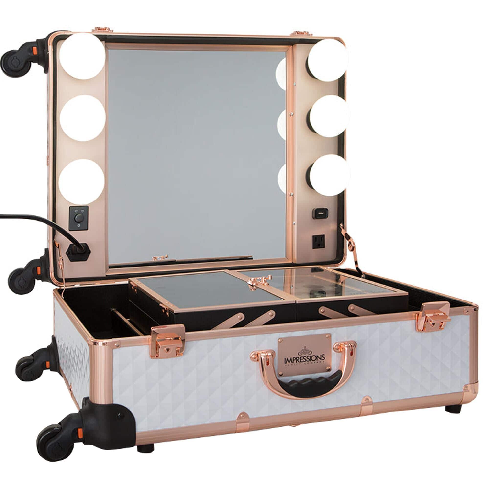 Rose gold makeup vanity case hotsell