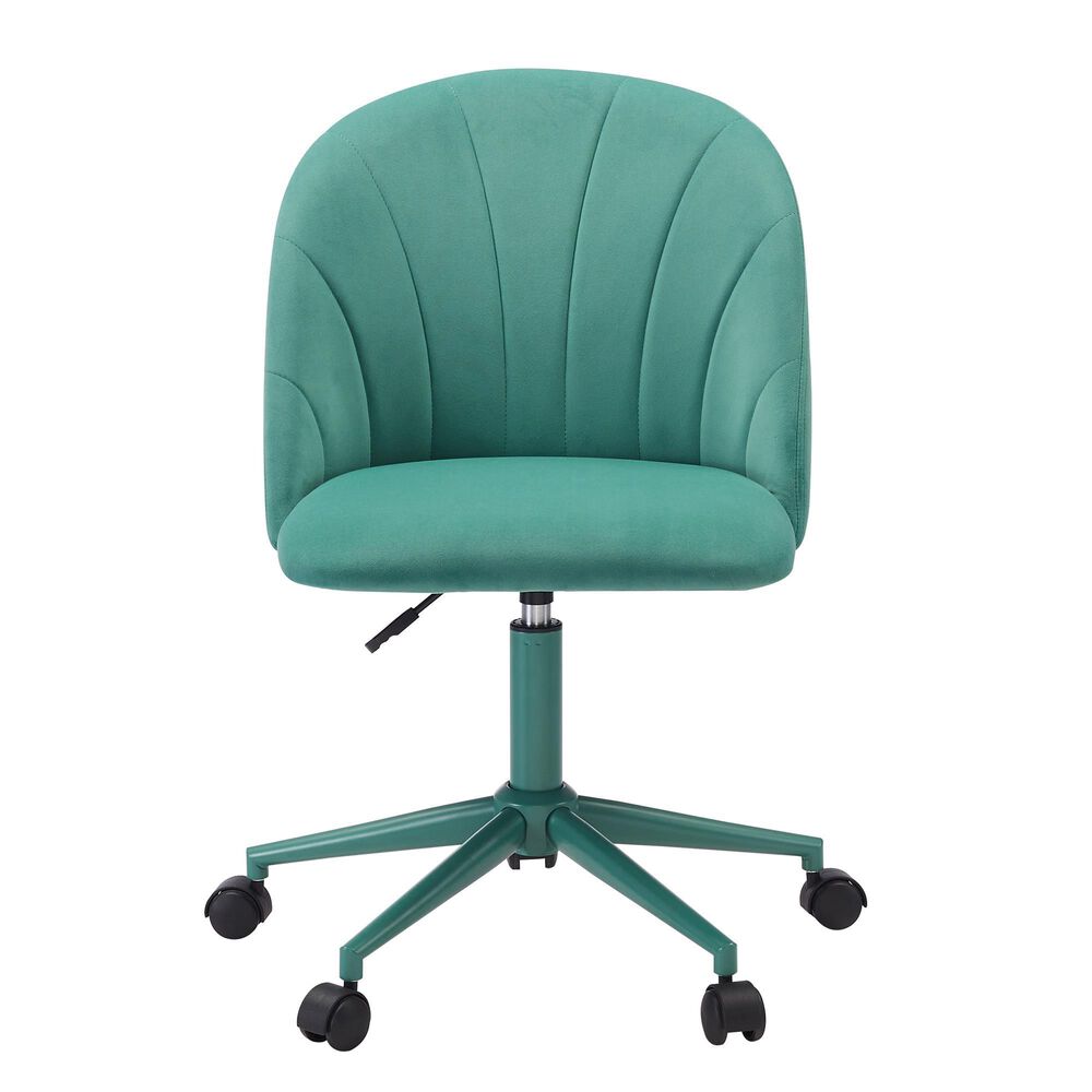 Linden Boulevard Velvet Desk Chair in Aqua, , large