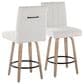 LumiSource Hank Swivel Counter Stool with Light Grey Fabric Upholstery in Whitewashed and Black (Set of 2), , large
