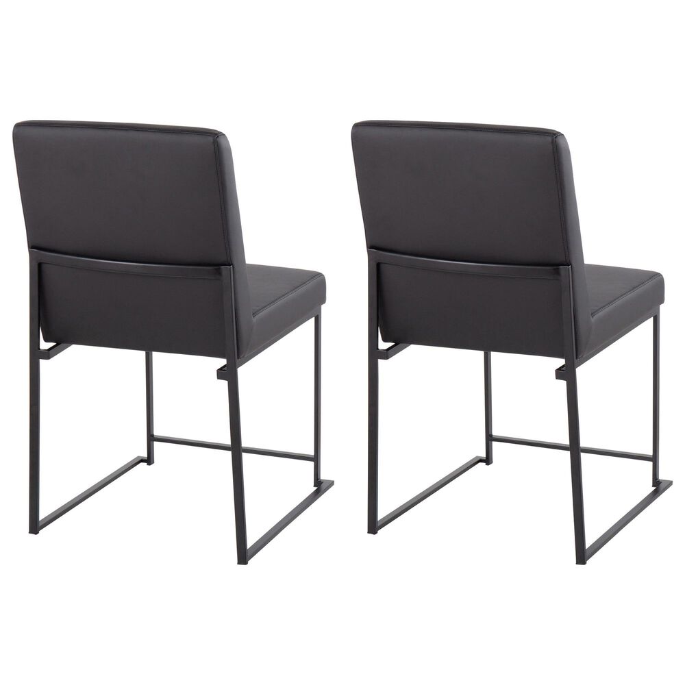 LumiSource Fuji Side Chair with Black Faux Leather Cushion in Black (Set of 2), , large