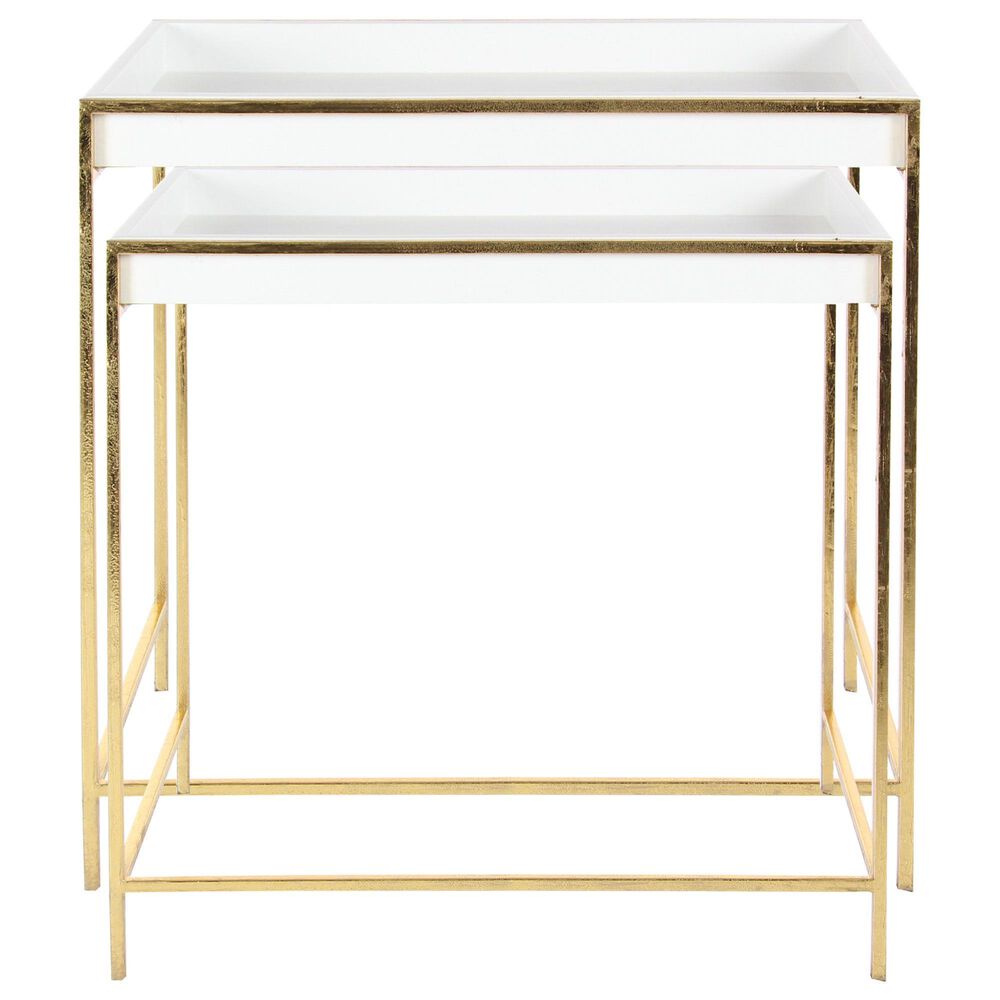 Maple and Jade Contemporary Wood Console Table in Gold (Set of 2