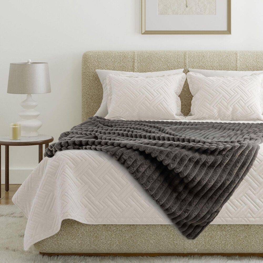 Timberlake 60" x 70" Faux Fur Throw Blanket in Gray, , large