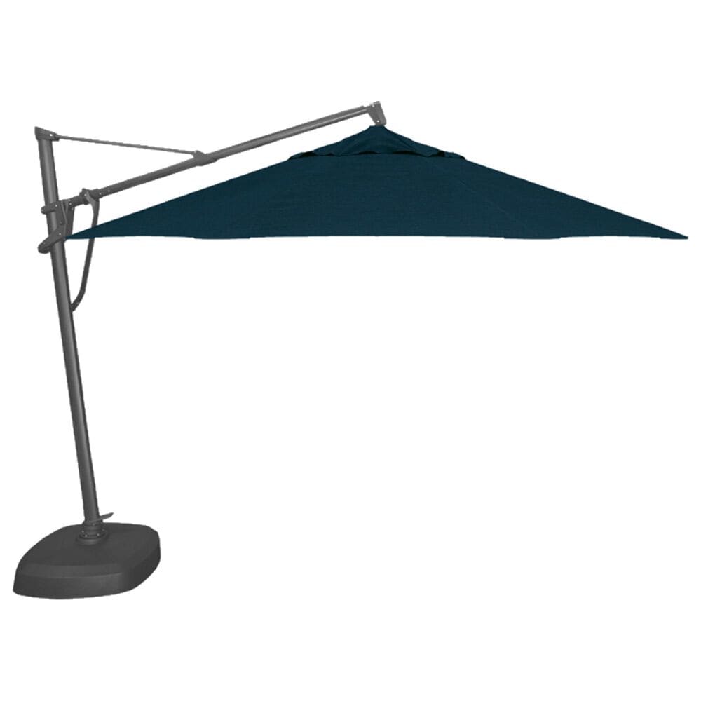 Treasure Garden 11" Cantilever Umbrella with Black Base in Denim, , large