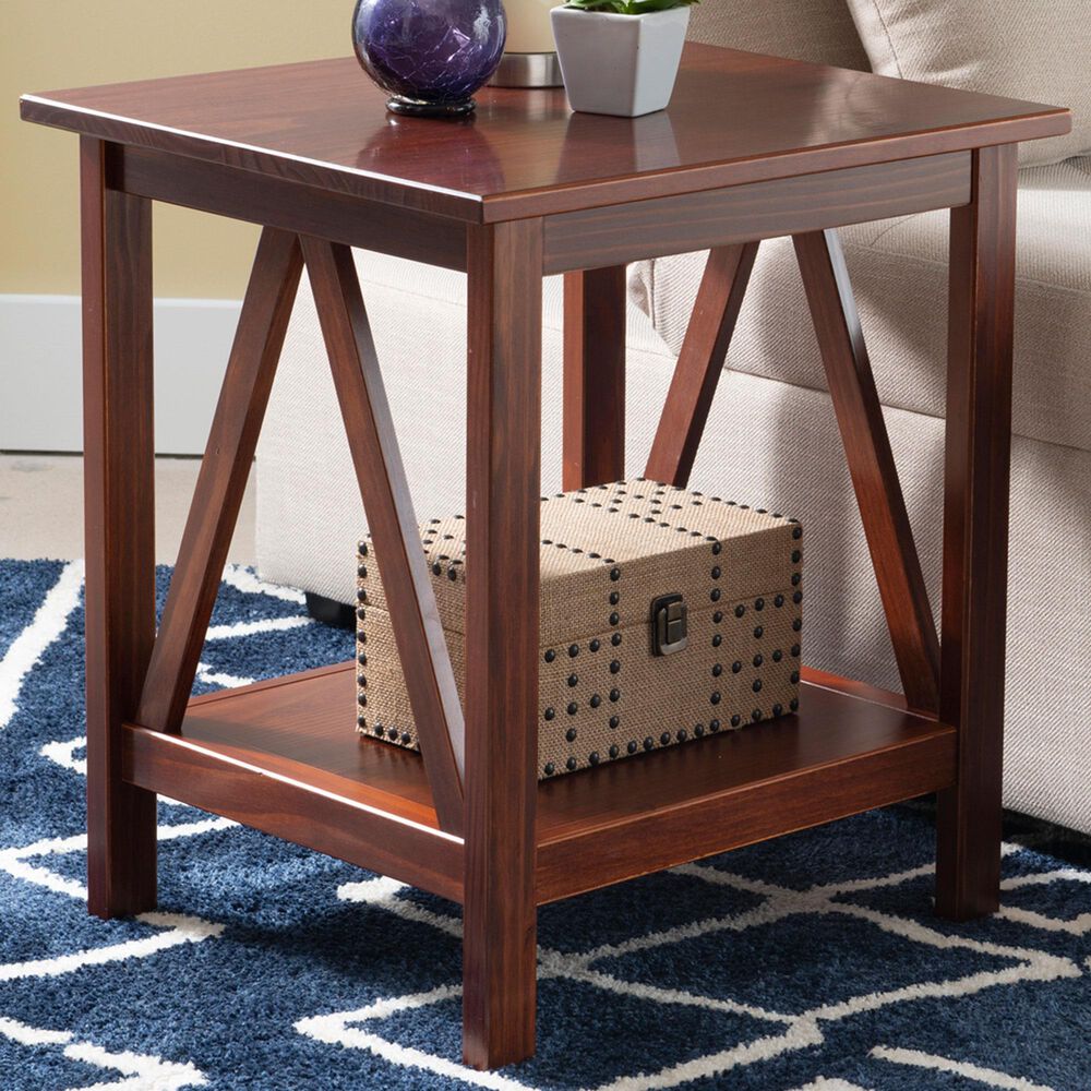 Linon Home Decor Trenton End Table in Antique Tobacco, , large
