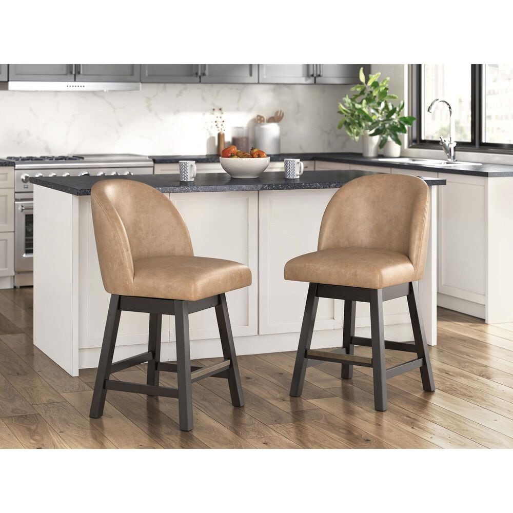 Ashley Neymorton 24.13" Swivel Counter Stool in Dark Grayish Brown, , large