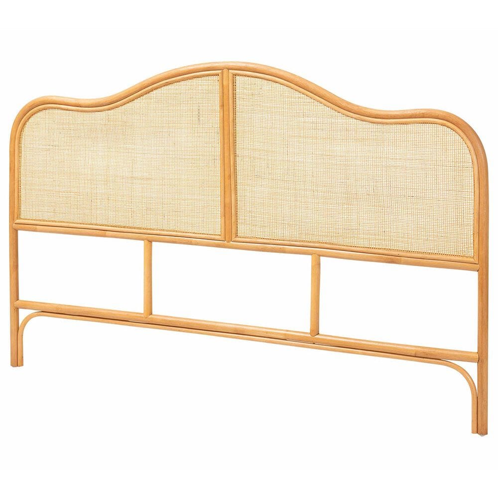Baxton Studio Adelita Queen Arched Panel Headboard in Light Honey, , large