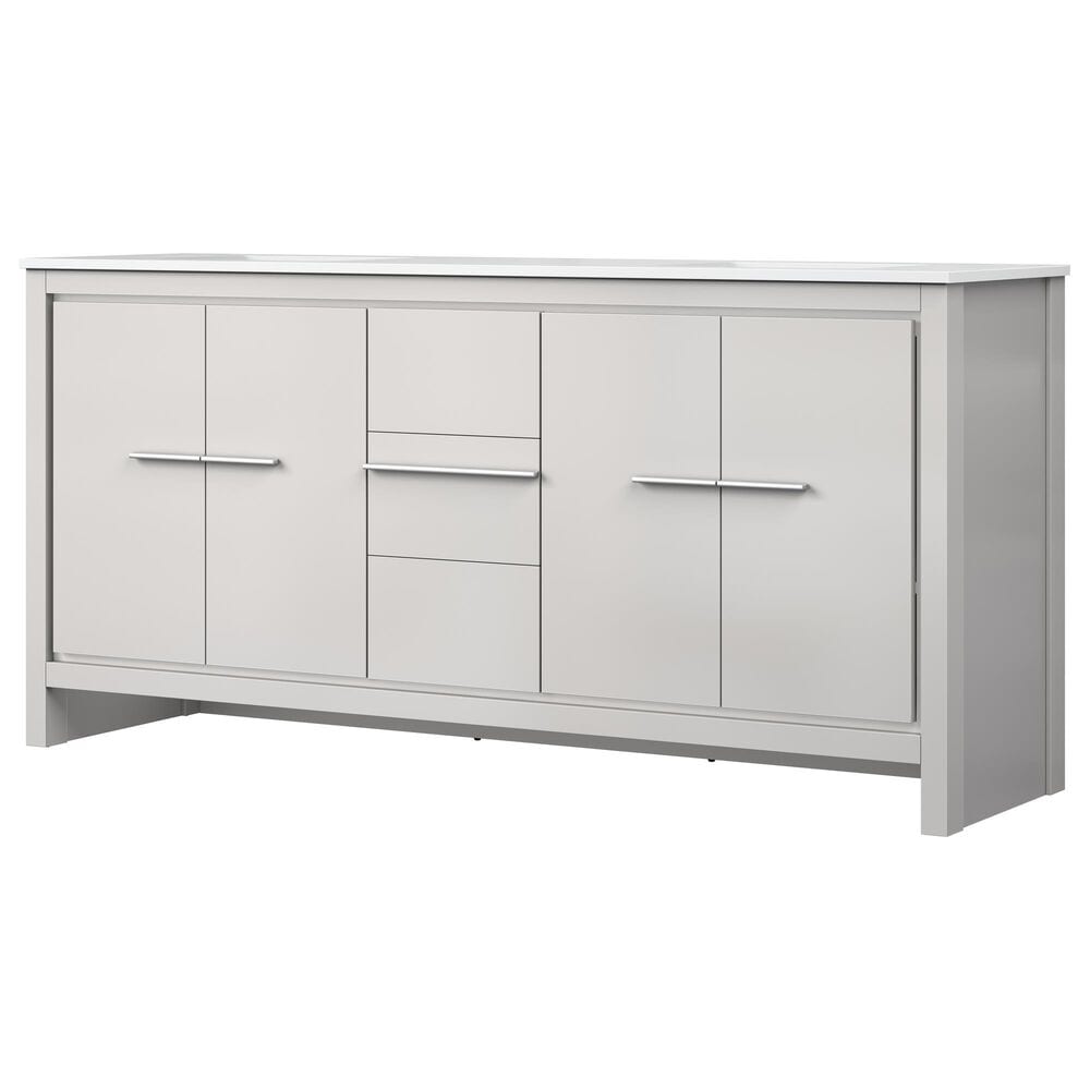 Lexora Home Lafarre 72" Double Bathroom Vanity in White with 2 cm White Quartz Top and Rectangular Sinks, , large