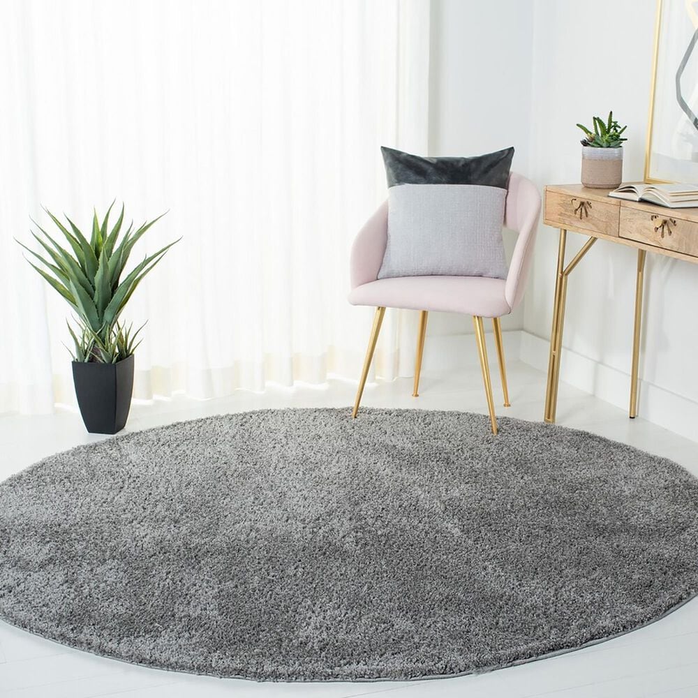 Safavieh August Shag AUG522G 6&#39;7&quot; Round Grey Area Rug, , large