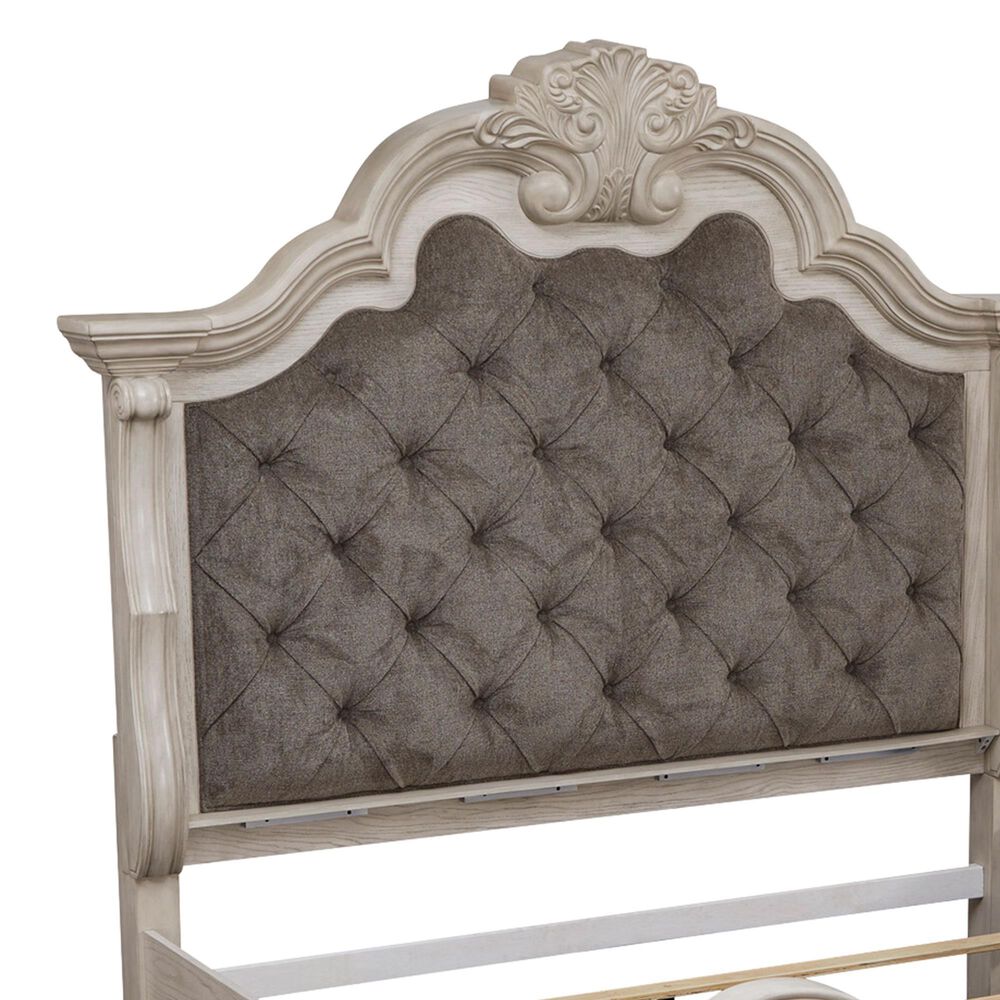 Millenium Bruchandi King Upholstered Panel Bed in Antiqued White, , large