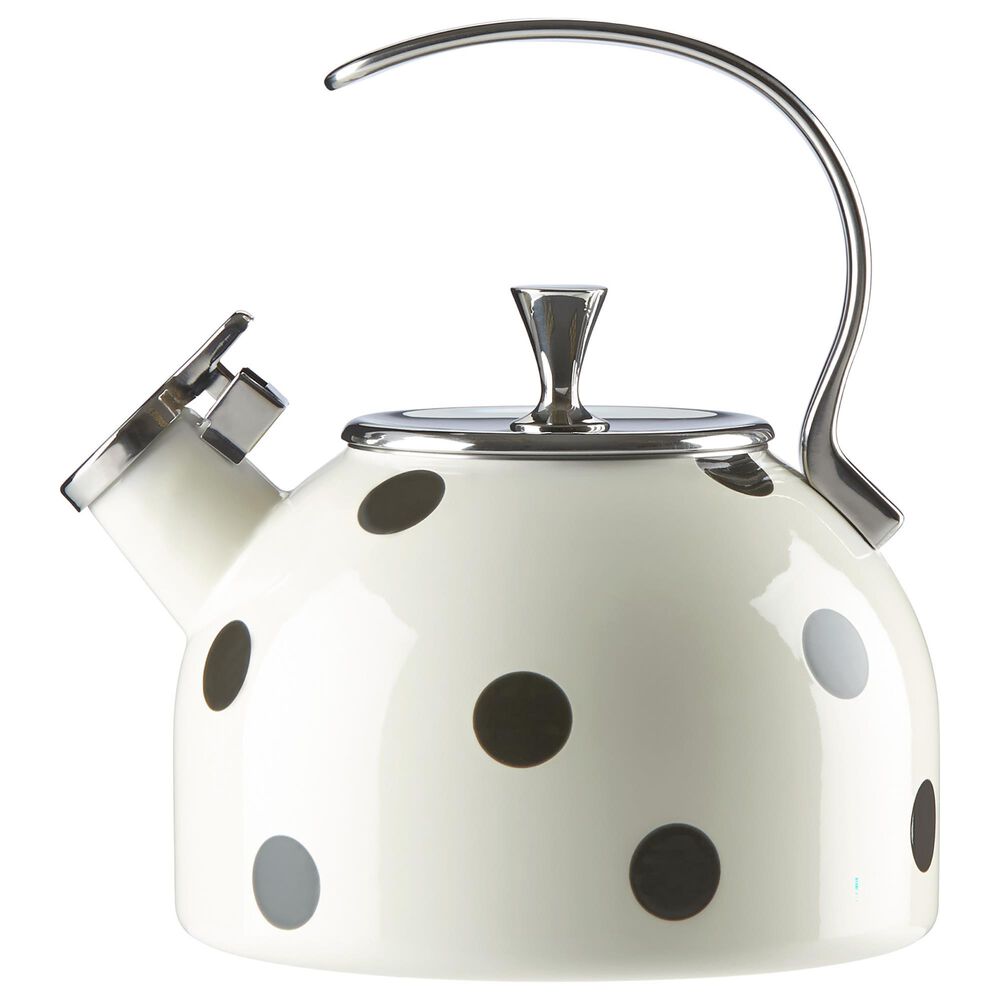 Kate Spade New York Metal Scatter Dot Kettle in Black and White, , large