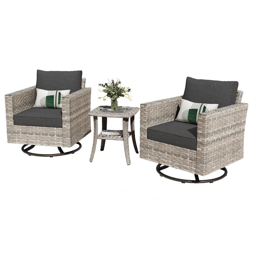 HOMLUX 3-Piece Outdoor Conversation Set in Black, , large