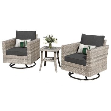 HOMLUX 3-Piece Outdoor Conversation Set in Black, , large