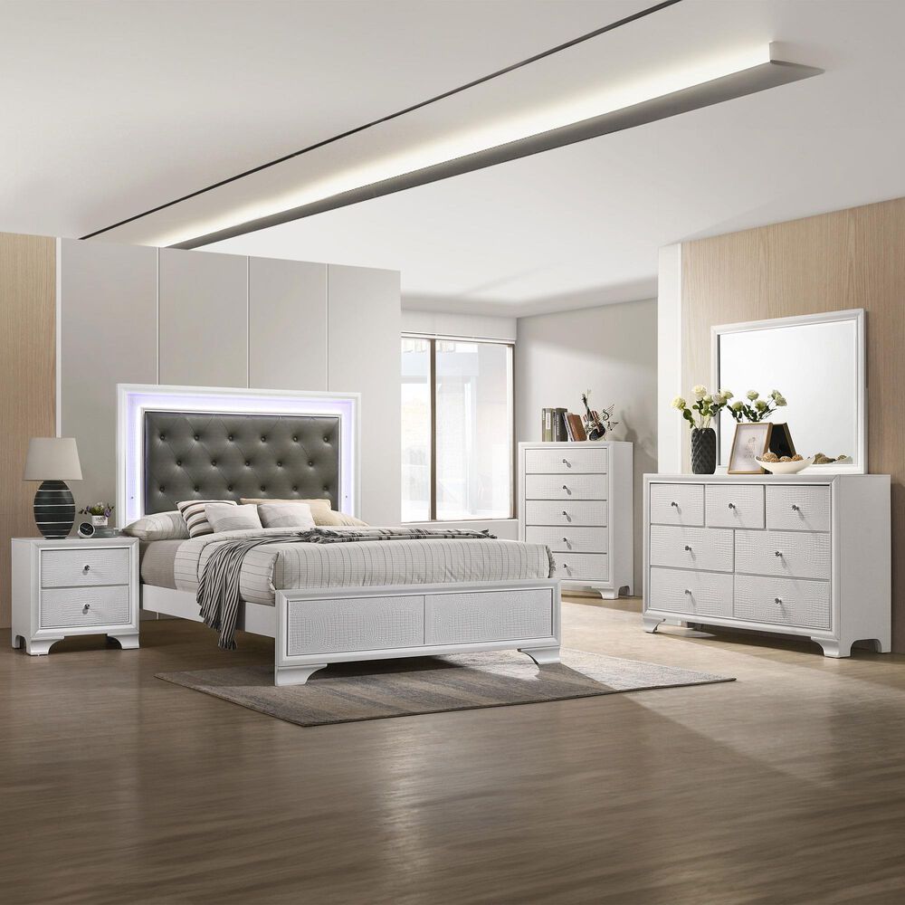 Crown Mark Lyssa 7-Drawer Dresser and Mirror in White, , large