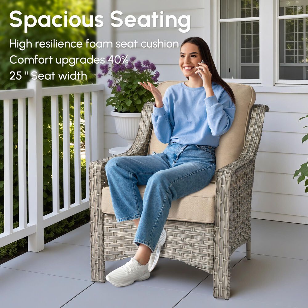 HOMLUX 5-Piece Patio Conversation Set with Two Ottomans in Beige, , large