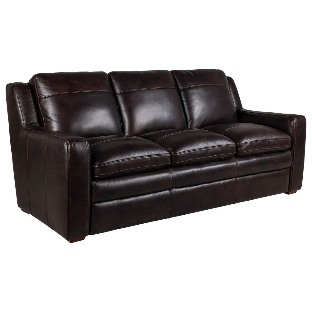 Bordeaux &amp; Co Stationary Leather Sofa in Berlin Dark Brown, , large