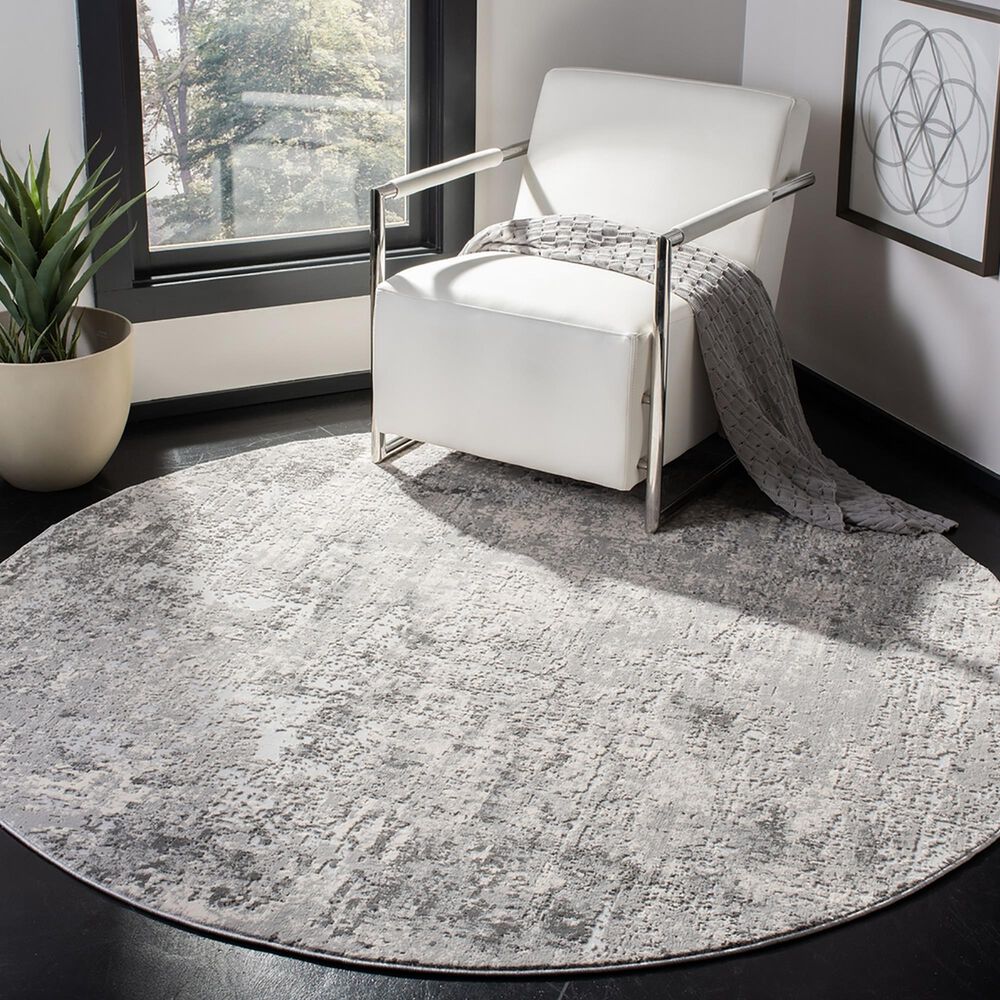 Safavieh Invista INV413G 6&#39;7&quot; Round Grey and Ivory Area Rug, , large