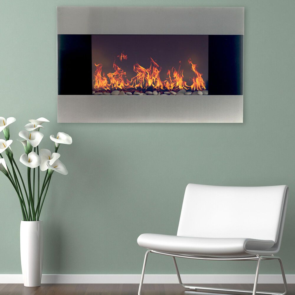 Timberlake Northwest 36&quot; Electric Fireplace with Wall Mount in Stainless Steel, , large