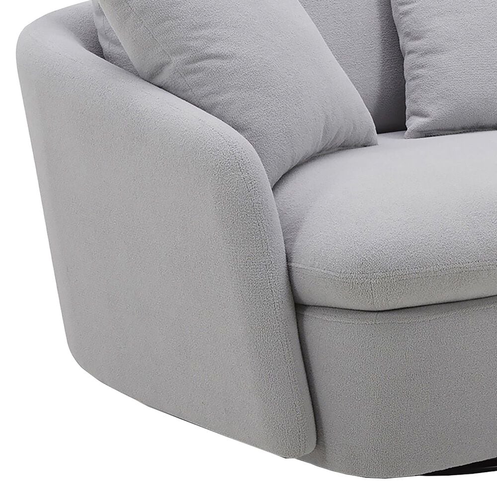 Simeon Collection Boomer Oversized Swivel Accent Chair in Dame Dove Grey, , large