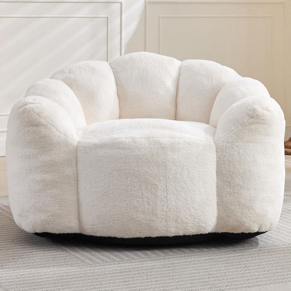 Hearth and Haven Lotus Bean Bag Chair with Pull Ring in White, , large