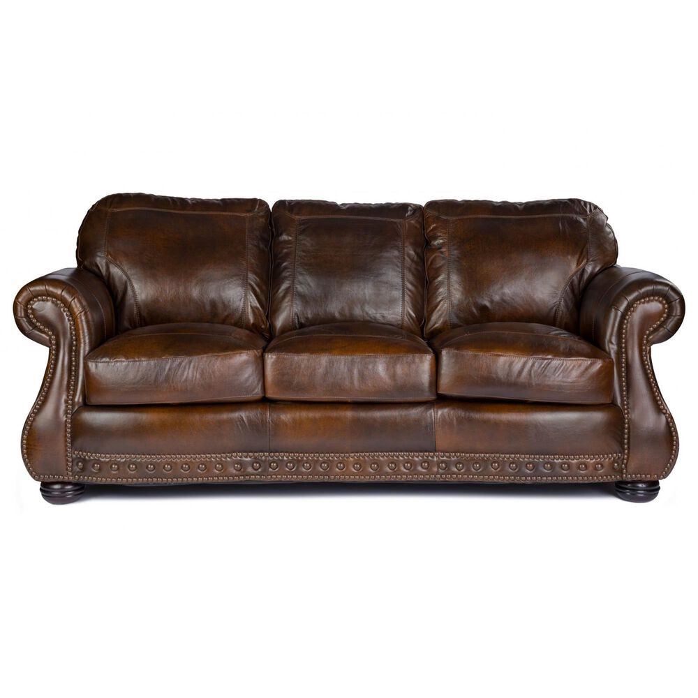 USA Premium Leather Stationary Sofa in Chesterfield Cowboy, , large