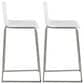 Lumisource Mara Barstool with White Cushion in Stainless Steel (Set of 2), , large