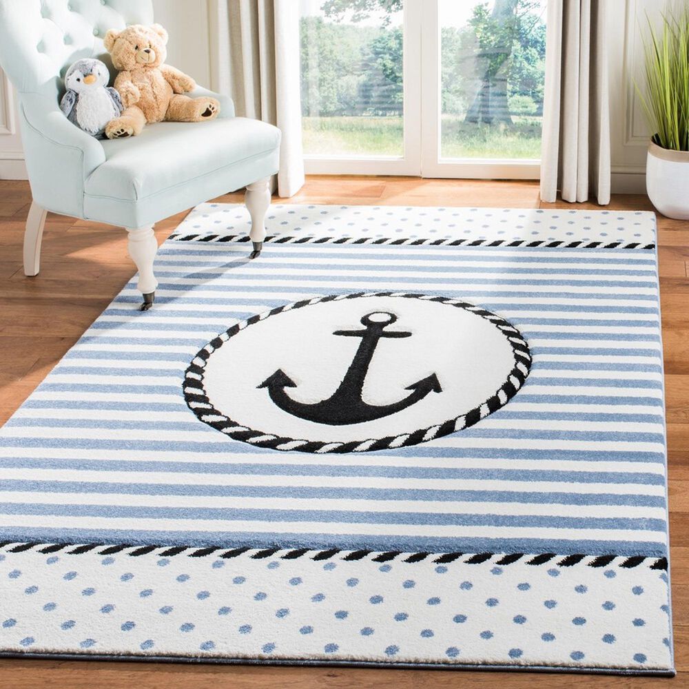 Safavieh Carousel 3&#39;3&quot; x 5&#39;3&quot; Ivory and Navy Kids  Area Rug, , large