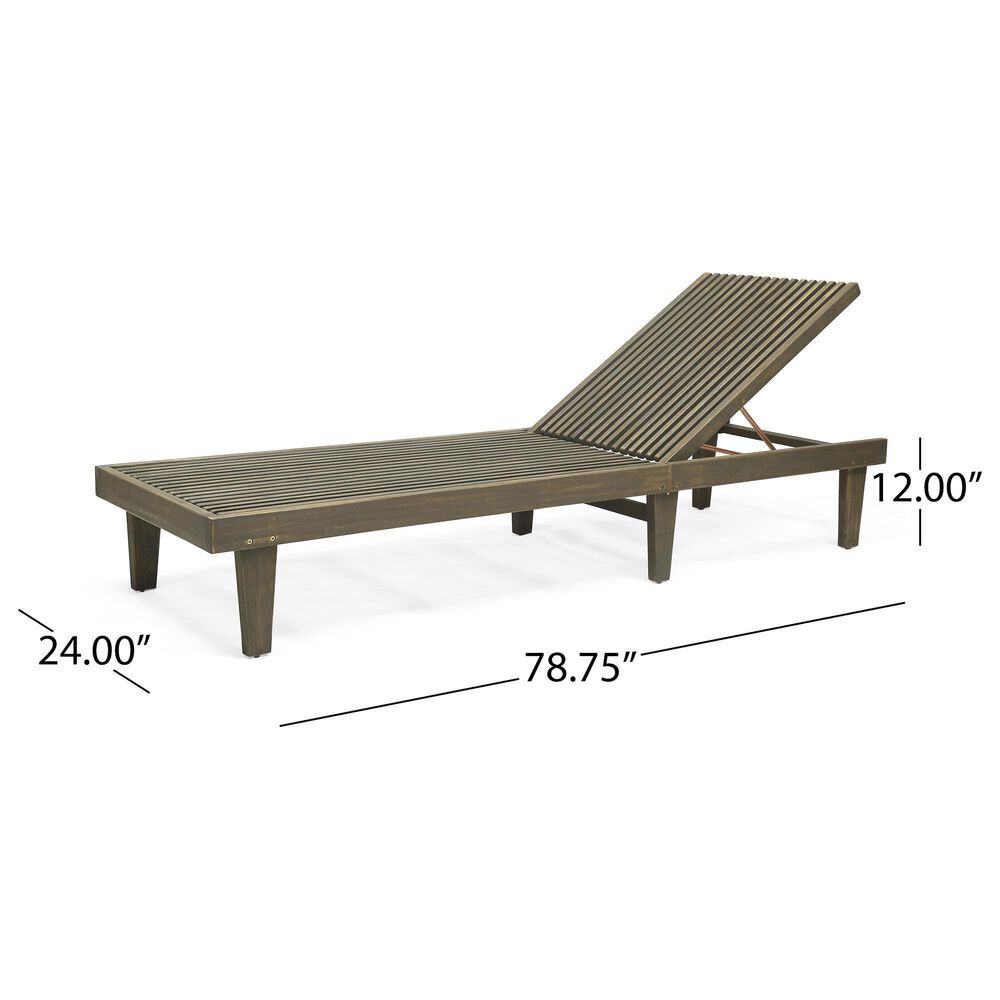 Noble House Nadine Patio Chaise Lounge with Cream Cushion in Gray (Set