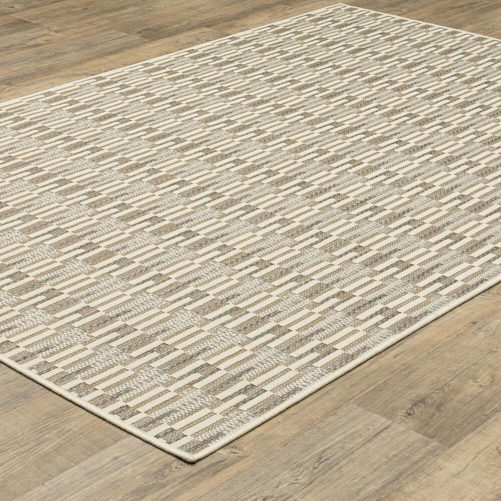 ROW by Oriental Weavers Zarina ZAR03 Beige and Ivory 3'3" x 5' Indoor/Outdoor Area Rug, , large