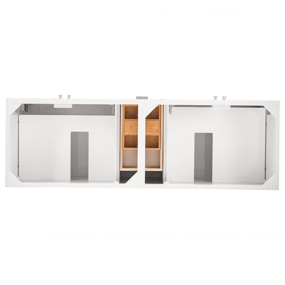 James Martin Vanities Addison 72&quot; Double Bathroom Vanity in Glossy White with 3 cm Victorian Silver Quartz Top and Rectangular Sinks, , large