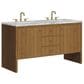 James Martin Hudson 60" Double Bathroom Vanity in Honey Oak with 3 cm Carrara Marble Top and Rectangular Sinks, , large