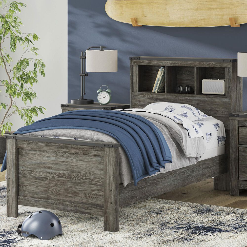 Ashley Frandern Twin Bookcase Panel Bed in Warm Gray, , large