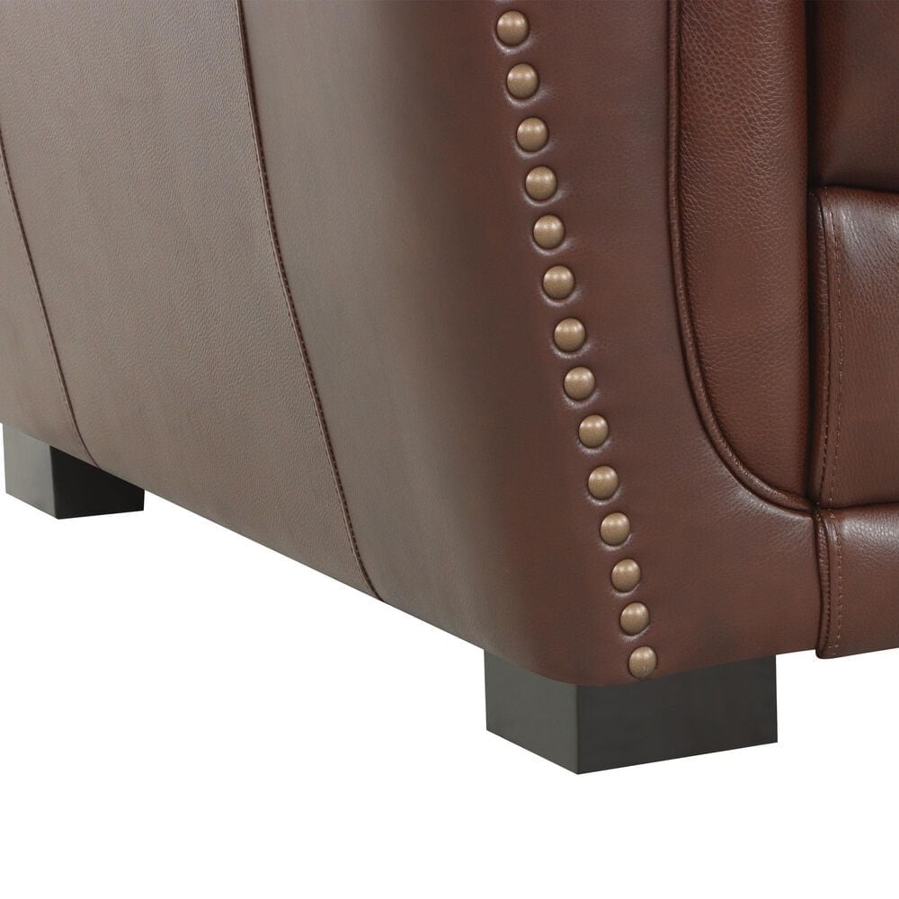 Chateau d'Ax Stationary Leather Sofa and Recliner Set in Red Brown, , large