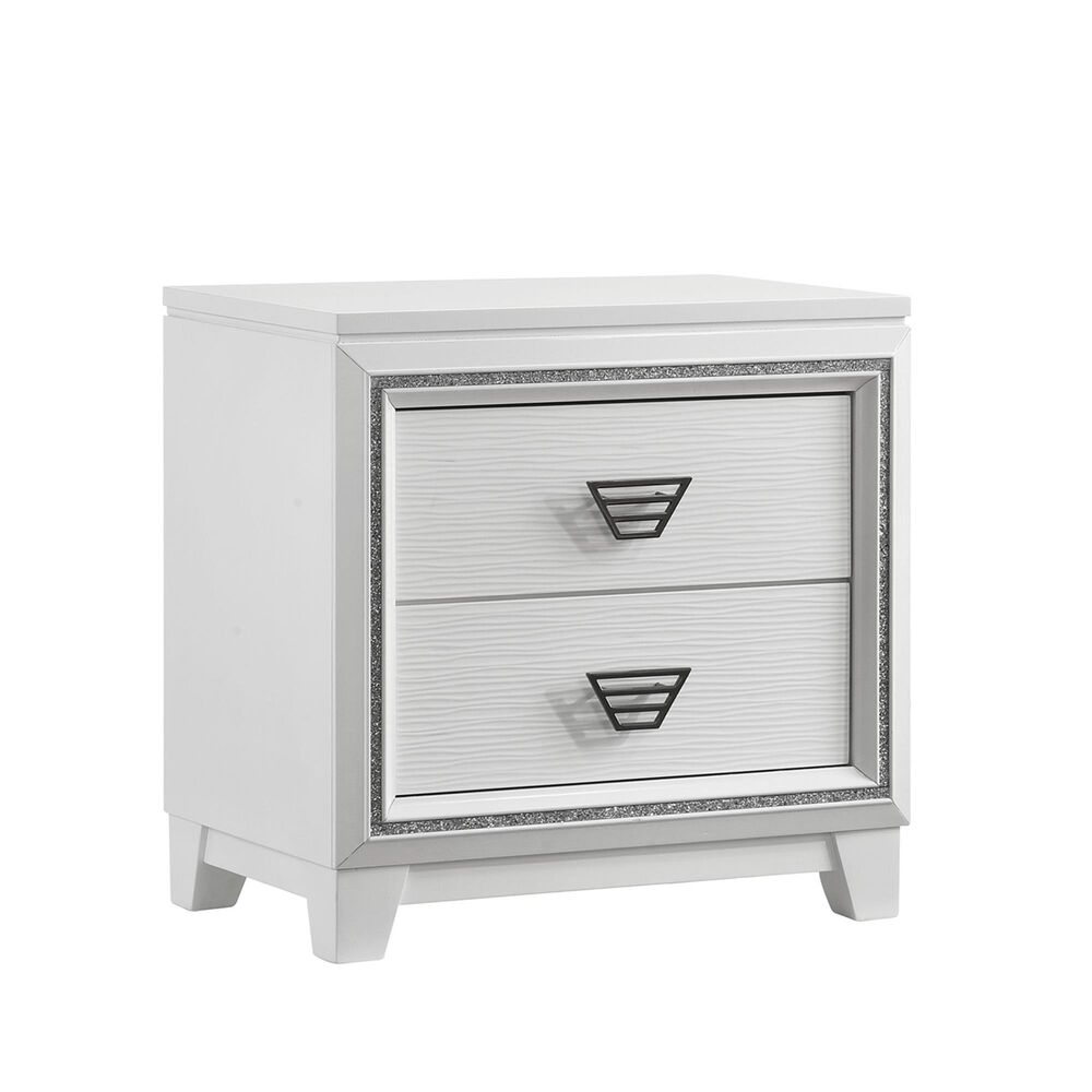 Mayberry Hill Moondance Nightstand with USB Port in White with Sparkles, , large
