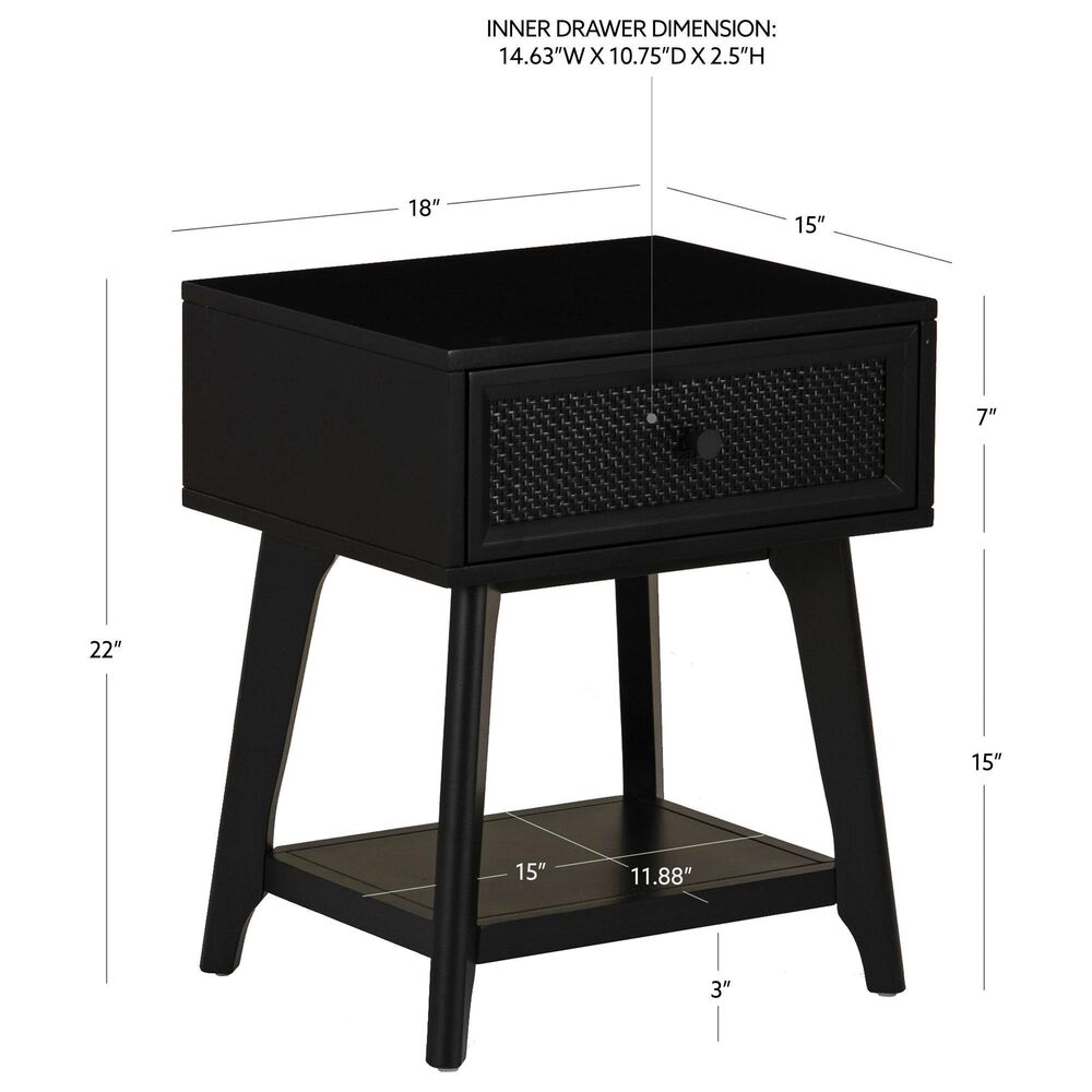 Linon Home Decor Catlett Side Table Nightstand in Matte Black, , large
