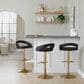 LumiSource Grotto Adjustable Bar Stool with Black Faux Leather Upholstery in Gold (Set of 2), , large