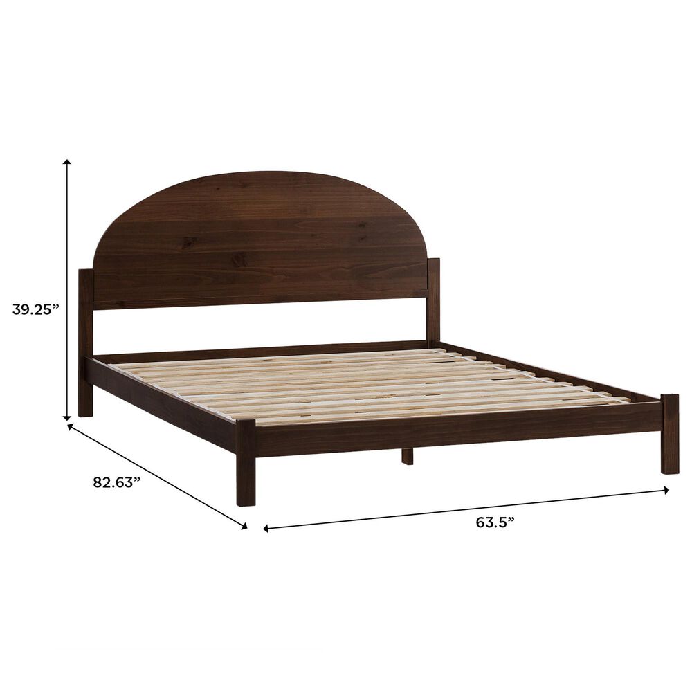 Walker Edison Elias Queen Platform Bed with Arched Headboard in Cerused White, , large