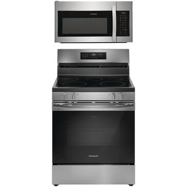 Frigidaire 30" Front Control Electric Range and 1.8 Cu. Ft. OTR Microwave Kitchen Package in Stainless Steel, , large