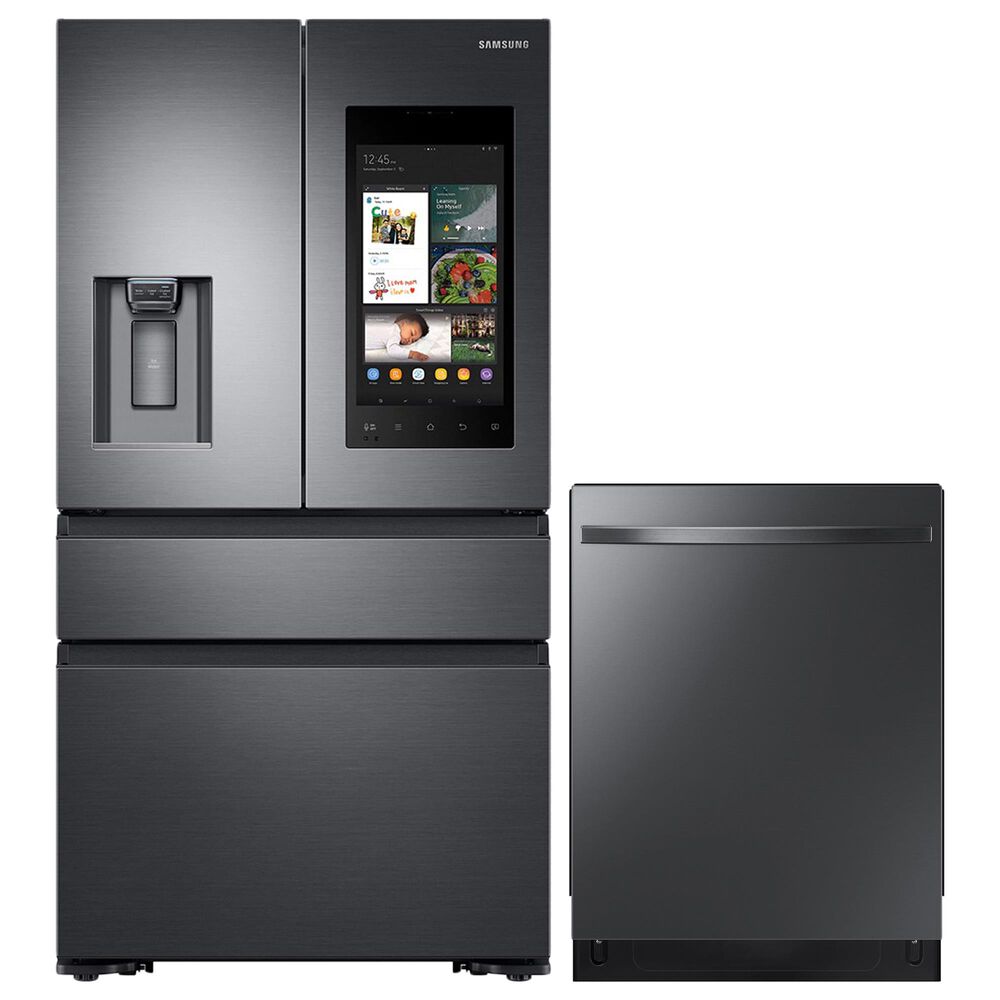 2-Piece Kitchen Package with 36" French Door Refrigerator and Top Control Dishwasher in Black Stainless Steel, , large