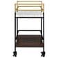 Furniture of America Stapleton Bar Serving Cart in Black, Gold, White and Walnut, , large