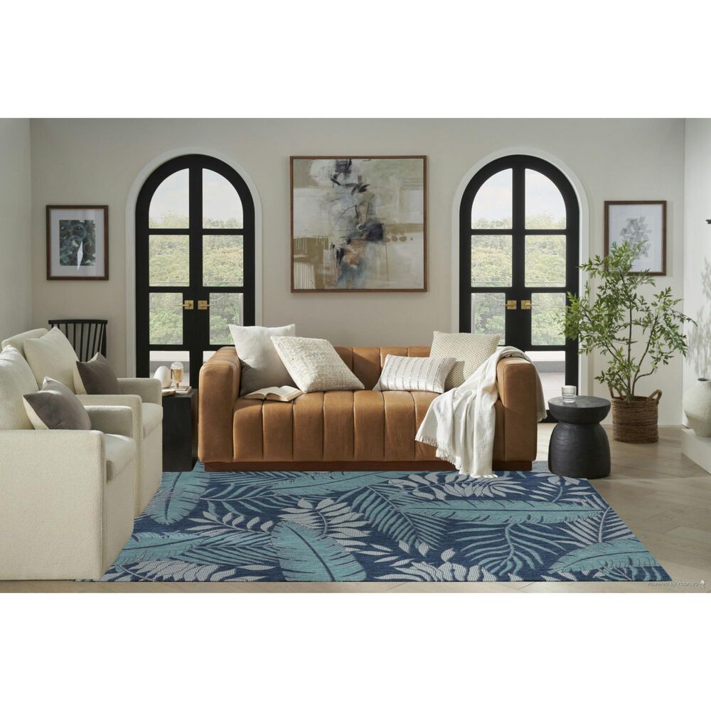 Nourison Garden Oasis GOA02 Navy 6&#39; x 9&#39; Indoor/Outdoor Area Rug, , large